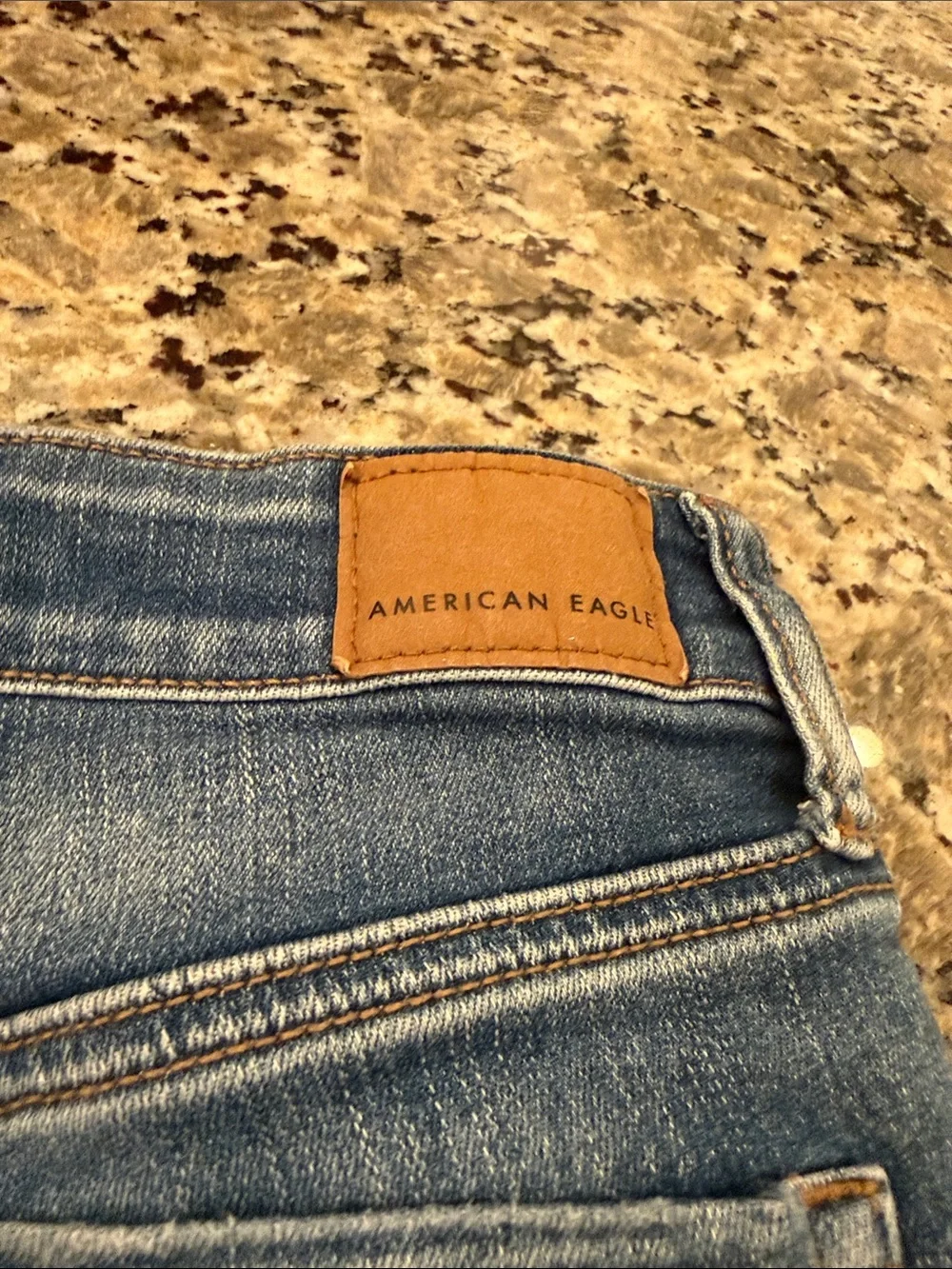 American Eagle Outfitters Light Blue Distressed Rolled-Hem Jean Shorts